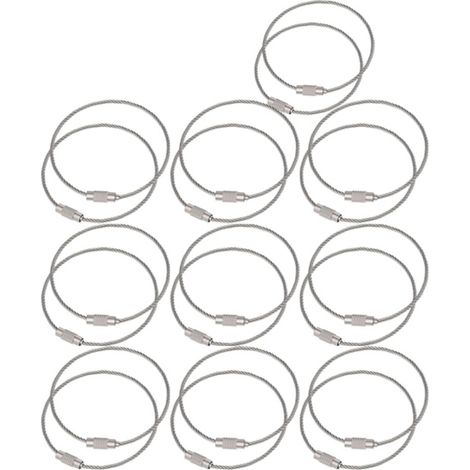 Cable Connecteur Acier Inoxydable - 15 Cm - Boucle 5 Cm - Pour Sacs À Dos Et Bagages - 20 Pièces (1/5)
