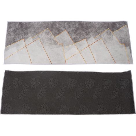 Tapis de cuisine antidérapant et absorbant l'eau 40 x 120 cm — Lignes grises et dorées (1/5)