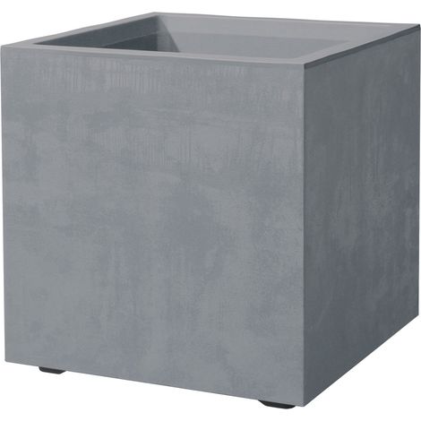 Deroma Pflanztopf Quadro Millennium Kunststoff 39 cm aschgrau mit Ablauflöchern