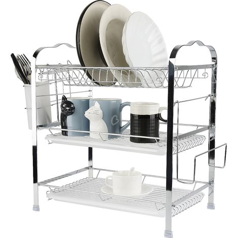Égouttoir à Vaisselle, Étendeur de Cuisine de 3 Étages en Acier Chromé Rack Étagère 422549cm Type 1 (1/5)
