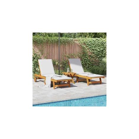 Chaises longues lot de 2 Bois d'acacia solide (1/5)