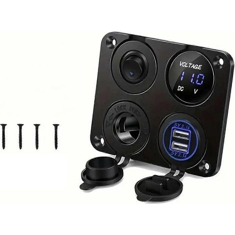 Universelle 4-in-1-Panel-Steckdose für Auto und Yacht: Rauchglas-Zigarettenanzünder + USB-Ladegerät