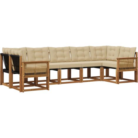 Conjunto de sofás de exterior 7 uds. Natural y Beige vidaXL (1/5)