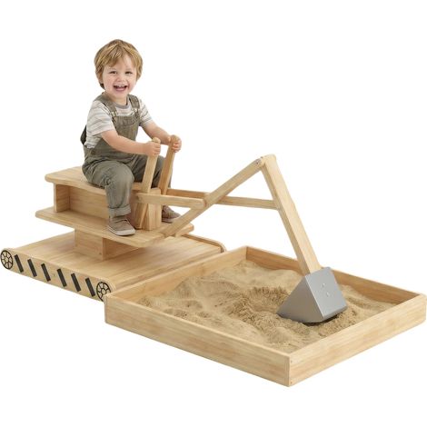 Arenero, asiento giratorio de 360 ​​grados, construcción duradera de madera de abeto, madera natural. (1/2)