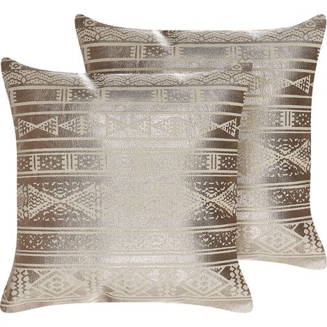 Set di 2 cuscini in cotone rosa oro 50 x 50 cm geometrico Oujda