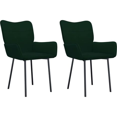 Lot de 2 Chaises à manger,Chaise de cuisine Vert foncé Velours CFW33060 (1/5)