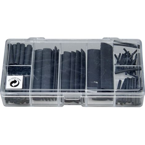 Schrumpfschlauch Set 100-teilig 1,5 - 13 mm Schrumpfrate 2 1, schwarz Schrumpfschläuche
