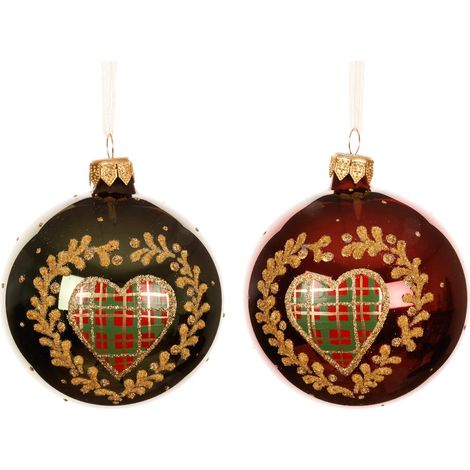 Esfera decorativa de corazones a cuadros 8 cm