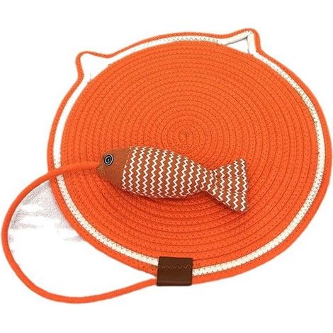 Rascador de doble cara gatos: material cuerda algodón natural, alfombrilla rascadora 43/50 cm, sofás alfombras (estampado peces naranjas, 43 cm) (1/5)