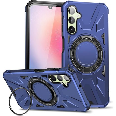 Custodia MagSafe per Samsung Galaxy A54 5G, rinforzata con supporto e piastra per il fissaggio, blu navy (1/5)