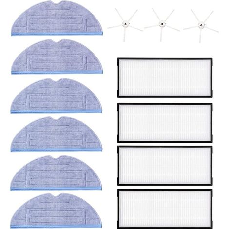 Accessoires de Serpillière pour Roborock S7 S7 plus, avec 6 D'origine Serpillière Chiffons en Microfibre,4 Hepa Filtres,3 Brosses Latérales, Compatibles Xiaomi Robot Aspirateur Rechange Set (1/3)