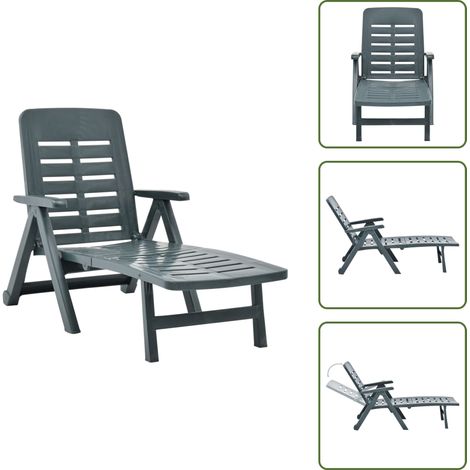 Chaise longue pliable Plastique Vert - Chaises Longues - Transats - Mobilier De Jardin - Chaises De Jardin - Bain De Soleil (1/5)