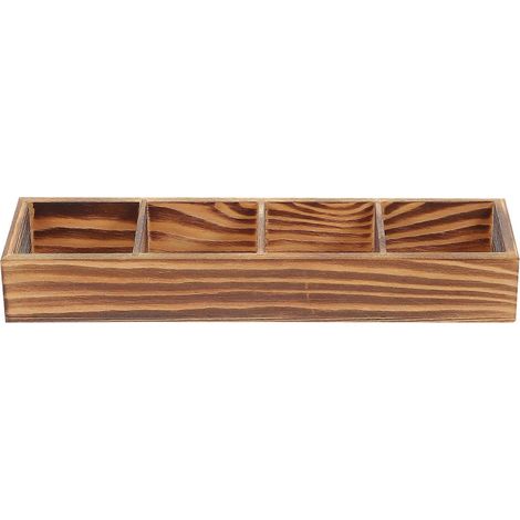 Boîte à sachets de thé en bois compartimentée, porte-sachets de café, boîte de rangement à poser sur le comptoir-27.5X7.5X4CM
