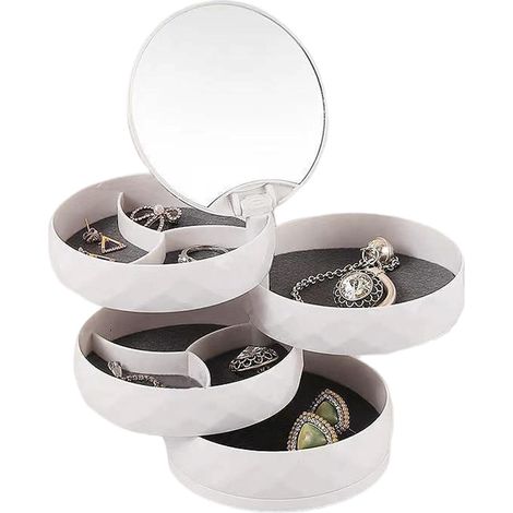 Organisateur de bijoux universel Organisateur de bijoux rotatif à quatre niveaux, porte-boucles d'oreilles Convient aux femmes, aux filles, aux collectionneurs, aux chambres, aux salles de bain et a (1/5)