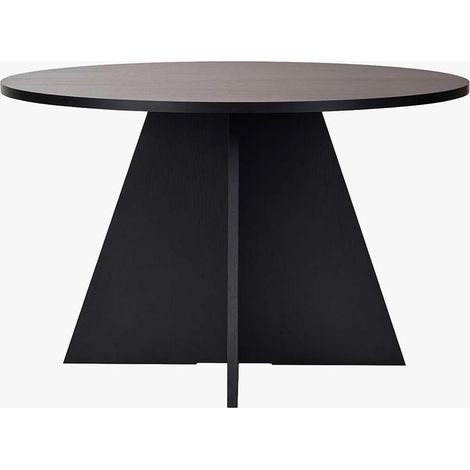 LEYVA Table à manger ronde couleur bois noir D120 cm (1/5)