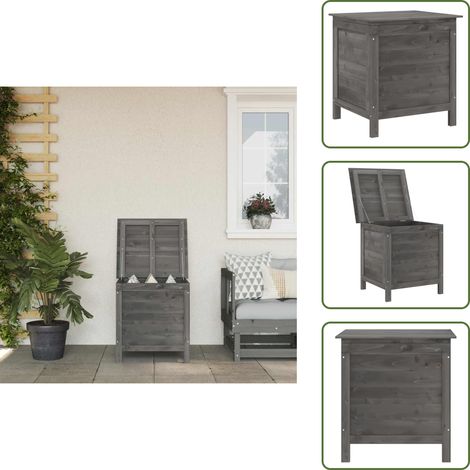 The Living Store Contenitore da Giardino Antracite 50x49x56,5 cm Massello Abete - Contenitore in legno