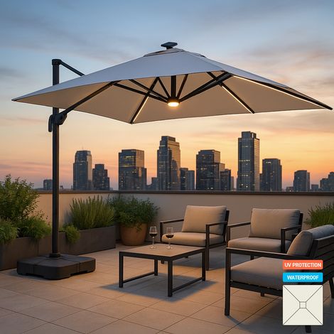 Ampelschirm 3m anti uv Pendelschirm mit Solar-Led-Licht Alu Paradise (1/5)