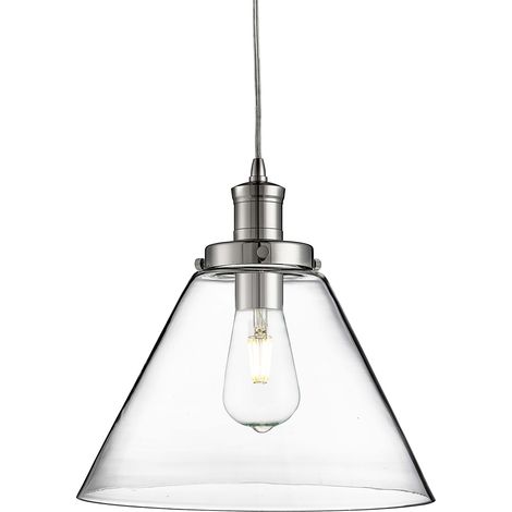 Sospensione Contemporanea Piramide Acciaio Cromo Vetro Trasparente 1 Luce E27 (1/4)