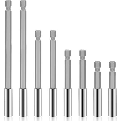 8 Pièces Porte Embout Visseuse, Rallonges de Foret Magnétiques, Tige Hexagonale 1/4 Rallonge Visseuse pour Tournevis Manuel et Électrique (60, 75, 100, 150 mm) (1/5)