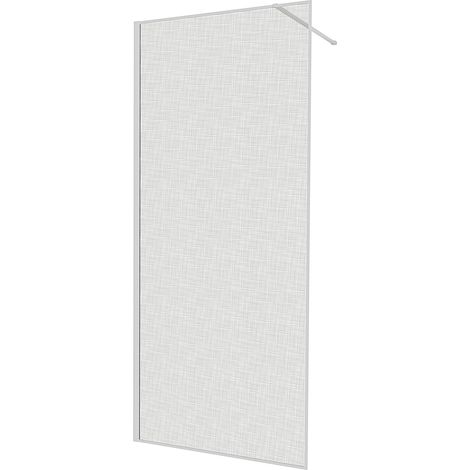 KINEDO - Paroi Douche Solo Design+ - Verre 6 mm Traité Anti-Calcaire - Profilé & Cadre Fin Aluminium Finition Blanche - Fabriquée en France - L.80 x H.200 cm - Verre avec décor effet tissage blanc (1/5)