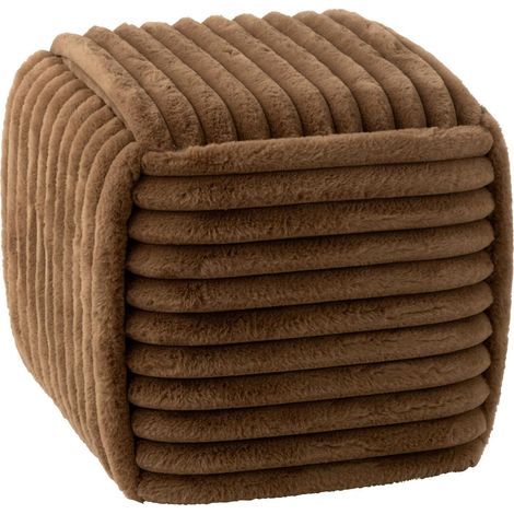 Pouf Carré Côtelé "Nuage" 45cm Marron (1/5)