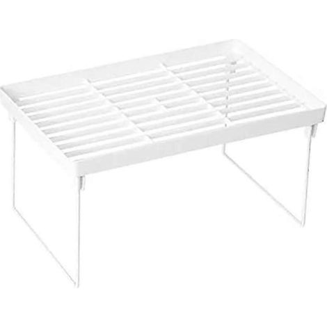 Étagère empilable avec pieds en acier pour placards et garde-manger - Organisateur pour assiettes, vaisselle, comptoir et cellier (1/5)