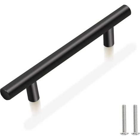Lot de 10 Poignee de Meuble Cuisine,Poignée Meuble Noir en Acier Inoxydable Poignet de Porte Cuisine Noire Entraxe 128mm Poignet Tiroir Poignée de Placard (1/4)