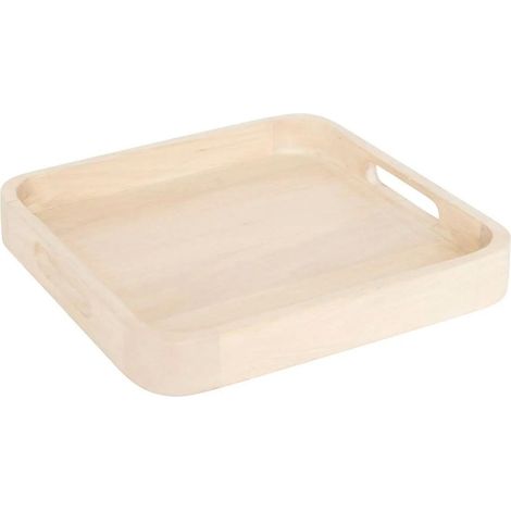 Plateau de Service en Bois "Ward" 34cm Beige
