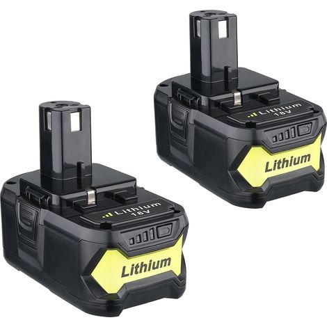 PDstation 2Pack 5000Ah 18V Li-ion Remplacement pour Batterie Ryobi P108 P107 P106 P105 P104 P103 P109 Remplacer pour Batterie Ryobi 18V Outils électriques sans fil avec voyant lumineux (1/5)
