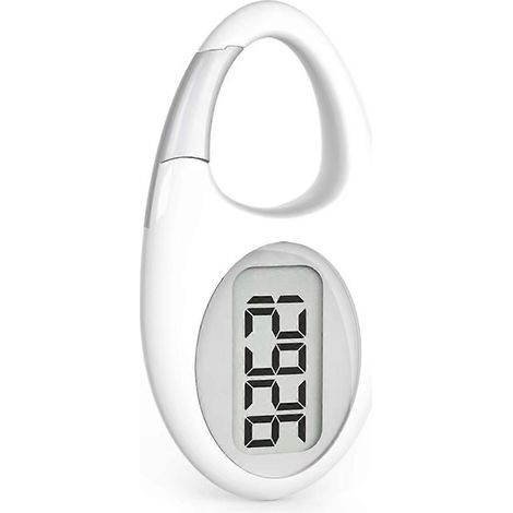 Mini podomètre numérique 3D, compteur de pas, blanc et argent (1/5)