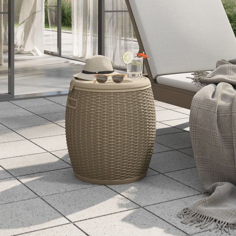 Boîte de rangement de jardin 4 en 1 marron clair polypropylène (1/5)