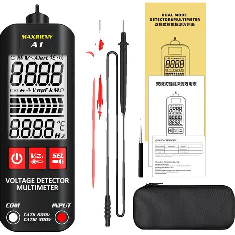 Comprobador de tensión, detección de tensión sin contacto, modos de doble sensibilidad, diseño compacto y portátil. (1/2)