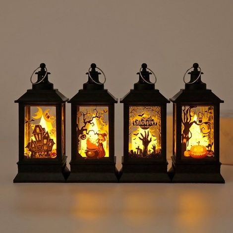 4 Halloween-LED-Lichter,zum Aufhängen für drinnen und draußen,Halloween-Kürbislichter,batteriebetriebene,gruselige Nachtlichter (1/2)