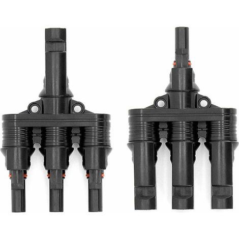 MC-4-Steckverbinder, Stecker/Buchse T-Steckverbinder für Solarmodule MC-4 Parallel-PV-Anschlussclip Stecker Solarenergie-Adapter Separator Koppler Kombinator (M/3F, F/3M)