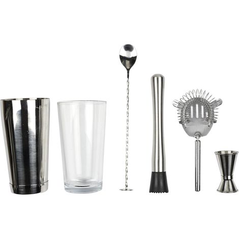 Coffret à cocktail 5 accessoires en acier inoxydable et 50 recettes (1/5)
