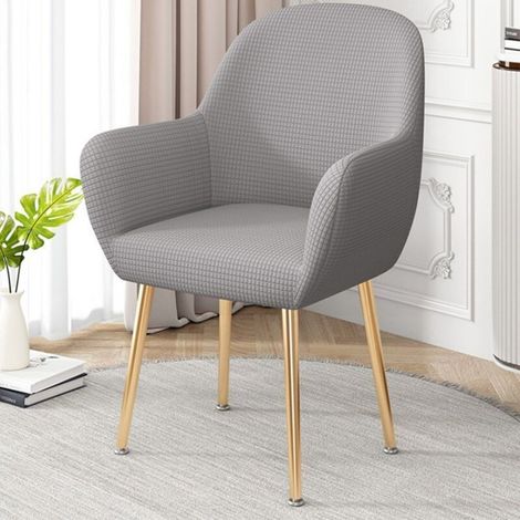 Housses de chaise extensibles avec accoudoirs gris clair lot de 2 (1/5)