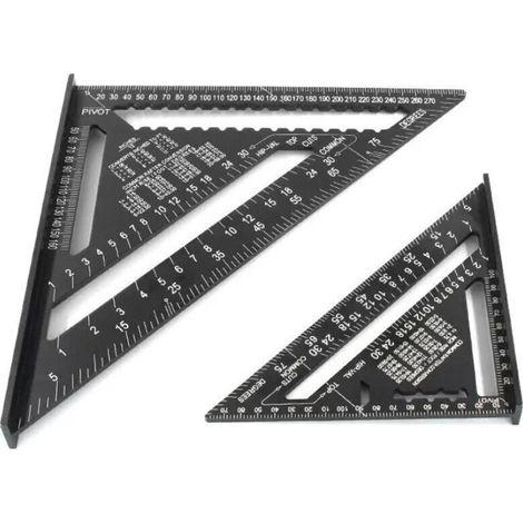 Triangular alloy ruler, Carpenter's square, Aluminum metal triangle ruler, scribing guide, 45-90 degree angle/Carpentry tool/Marking and guiding tool for woodworking (1/4)