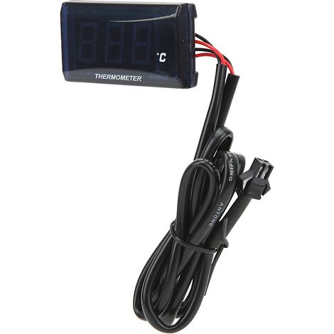 Jauge de température d'eau universelle pour moto, écran LCD DC12V, ultra-mince, avec raccord en T de 16 mm et rétroéclairage bleu (1/5)