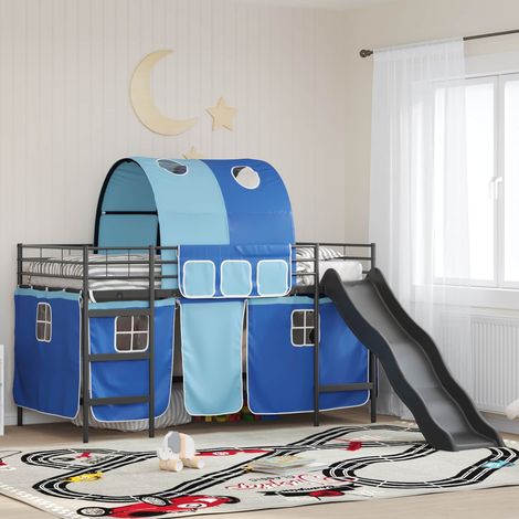 Kinder-Etagenbett Schwarz und Blau 80 x 200 cm Metall
