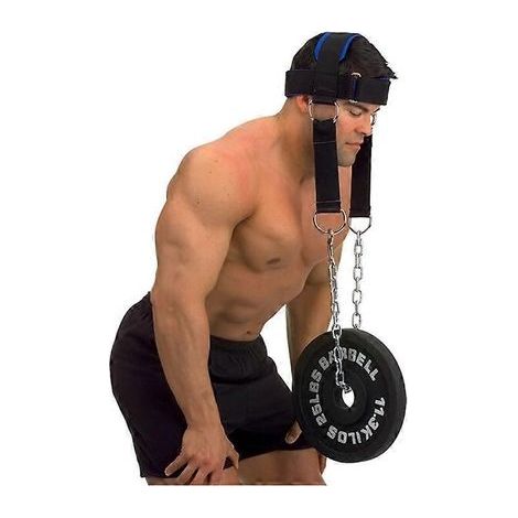 Harnais de tête avec sangle de renforcement musculaire et chaîne. ceinture de musculation réglable pour le cou. équipement de fitness et d'haltérophilie. (1/2)