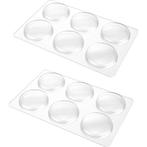 Lot de 12 protections autocollantes pour poignées et butées de porte dimensions 4 x 4 x 0,8 cm en PU pour protéger murs meubles et surfaces couleur transparente (1/5)