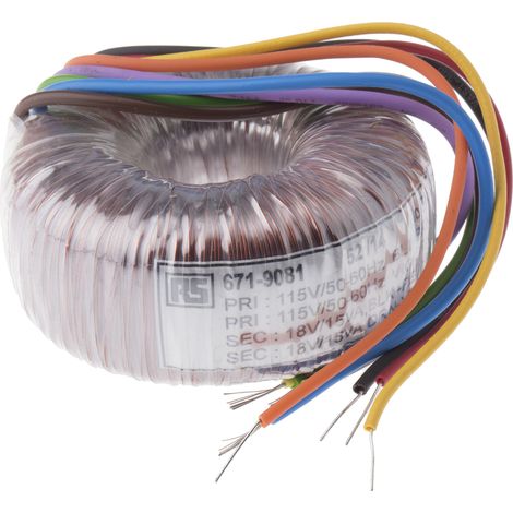 Transformateur torique RS PRO 2 sorties, 115 V ac, 230 V ac 2 x 18V c.a., 30VA ( Prix pour 1 )