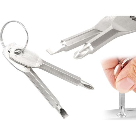 Mini Tournevis, Porte-clés Tournevis Multifonctionnel, 2 Tournevis Phillips Portable et Outil Tournevis Plat (1 Jeu) (1/5)