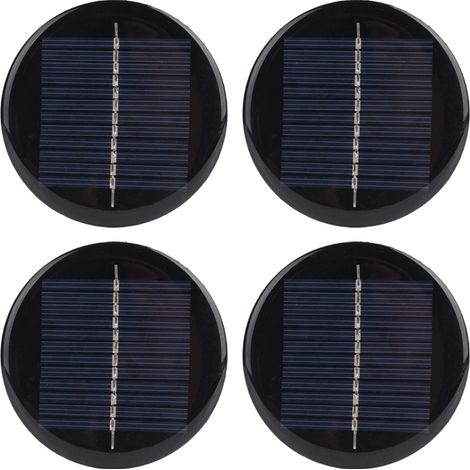 Panneau solaire portable rond en silicium polycristallin, stable et efficace, composé de 4 cellules photovoltaïques de 6 V et de 80 mm de diamètre. (1/5)