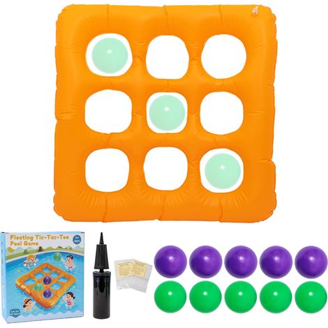 Jeu Piscine Tic Tac Toe, Jeux Piscine gonflables, Jouet Aquatique Gonflable avec 10 Balles, Balle pour Piscine à Balle Inclus, avec Pompe Manuelle, pour Piscine, Plage, Adultes (1/5)