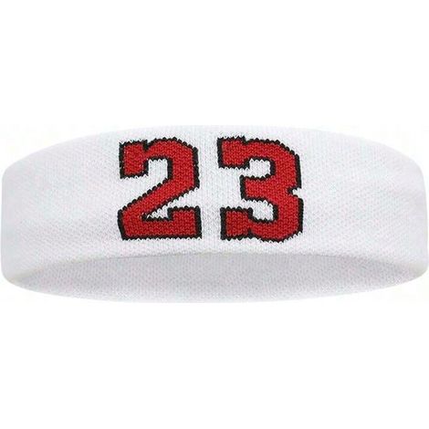 Bandeau de sport et fitness, respirant, séchage rapide, haute élasticité, motif de star de basketball numéro 23, rouge et blanc (1/4)