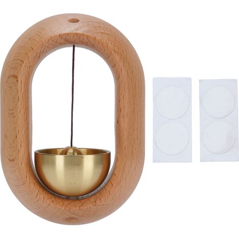 Sonnette décorative suspendue en bois de hêtre et cuivre, en forme de cloche de commerçant, pour réfrigérateur ou appartement. (1/5)