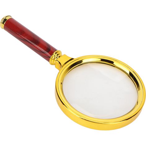 Loupe de 70 mm avec une poignée plaquée or imitant une loupe, un cadeau portatif pour la lecture des personnes âgées. (1/5)