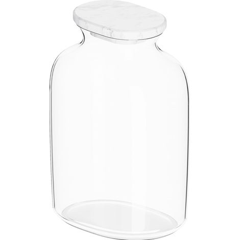 Carafe en verre transparent, couvercle en marbre, carafe à eau de 1 l pour eau gazeuse et eau du robinet normale, complément parfait à tous les robinets filtrants ou systèmes de boisson (1/5)