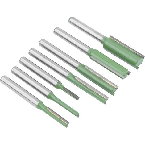 Set de 7 fraises bois carbure tungstène, 6 manches, anti-rouille, vert, outils de défonceuse professionnels (1/5)